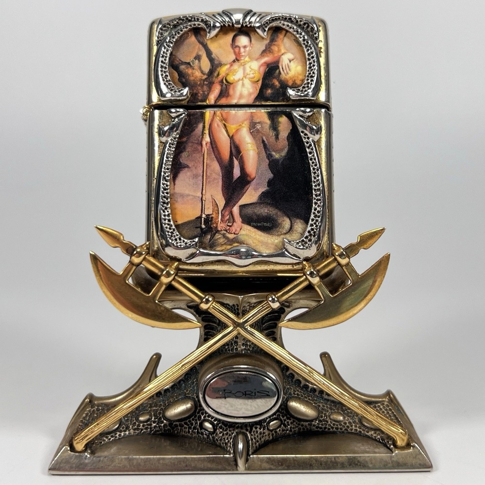 Franklin Mint Boris Vallejo Lighter Stand Maiden of the Golden Axe Knightstone